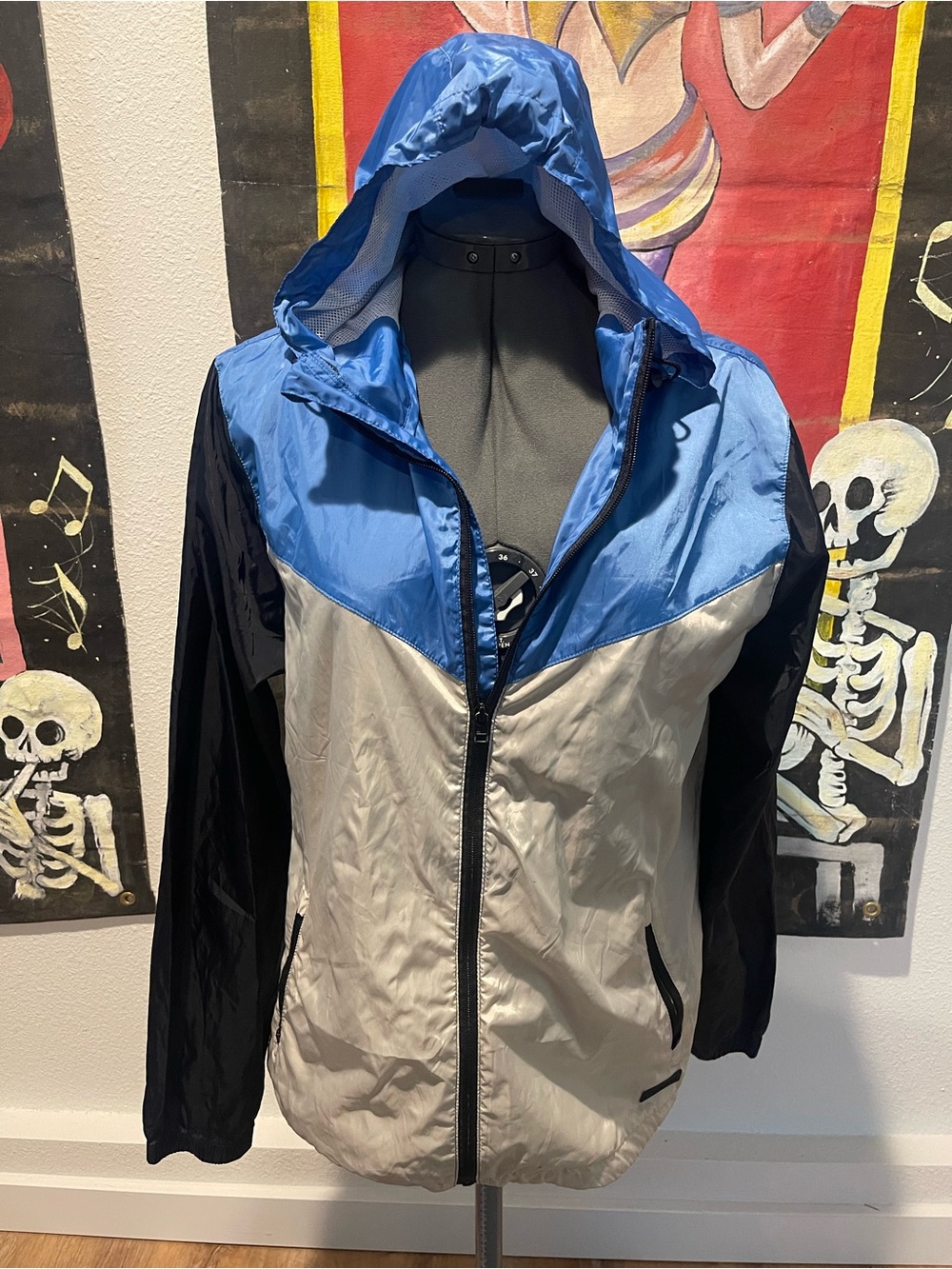 South Pole Blue, Gray & Black Hooded Ski Windbreaker Jacket